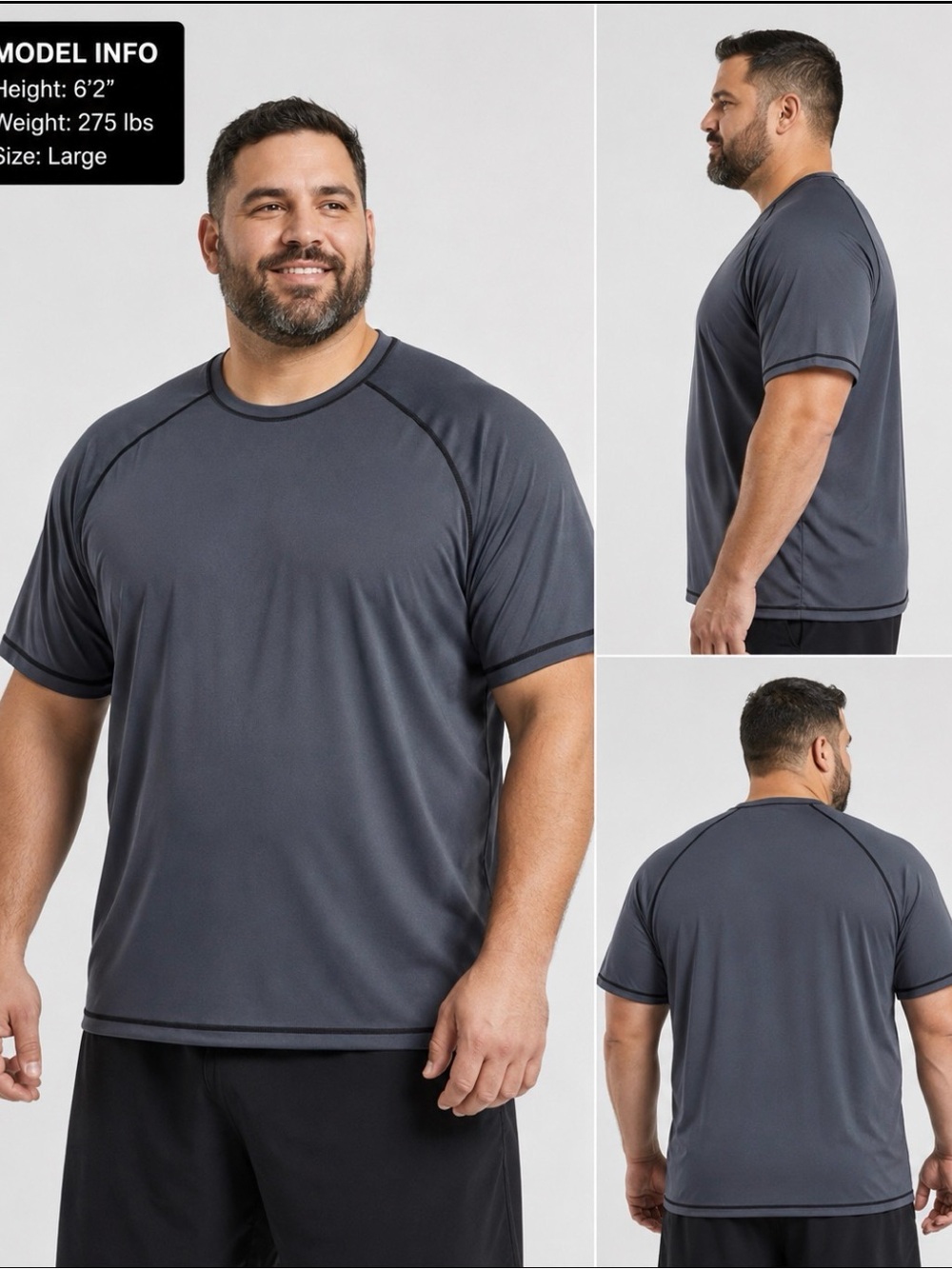 Big man’s 4XL Performance Short Sleeve Tee - Steel Gray outdoor beach pool 1300